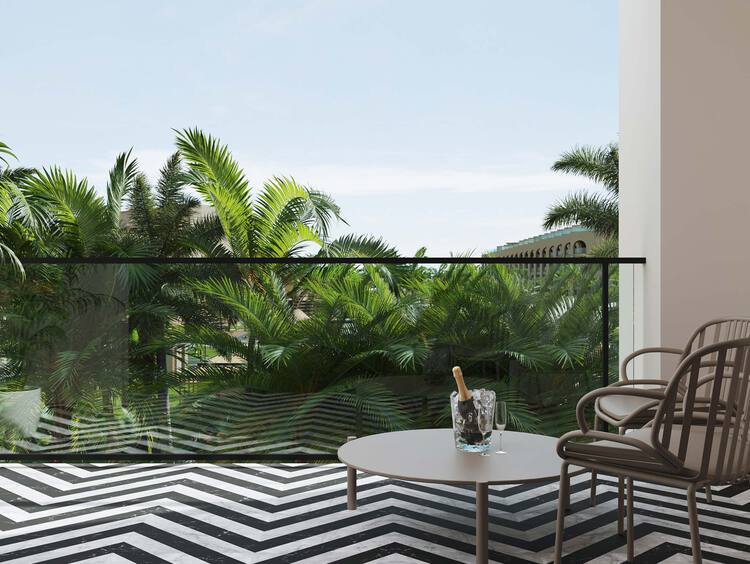 Cancun resort suite with view of the garden